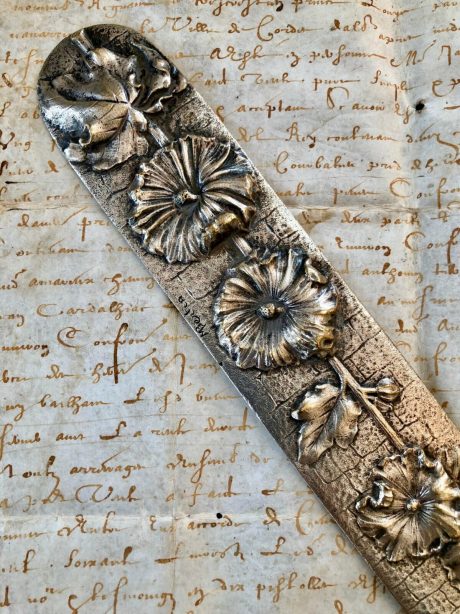 Art Nouveau letter opener in silvered bronze