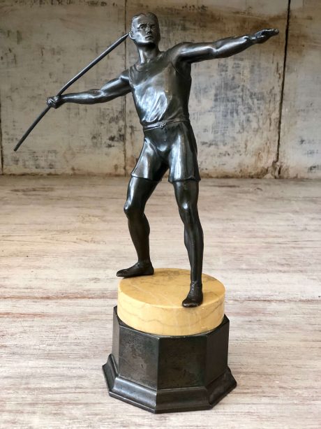 Spelter Olympic Javelin thrower statue c.1930