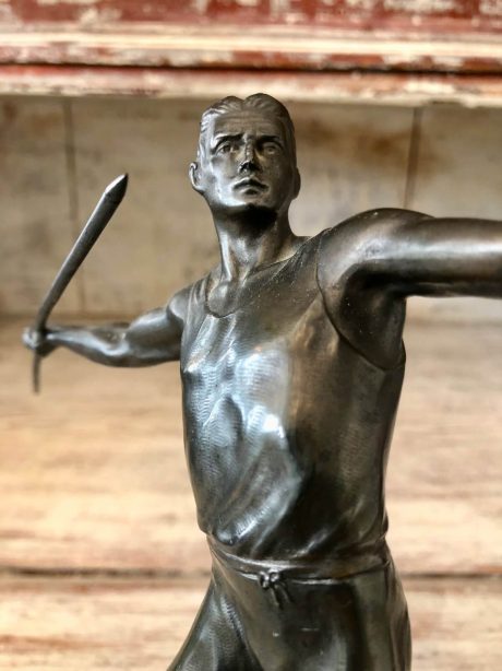 Spelter Olympic Javelin thrower statue c.1930