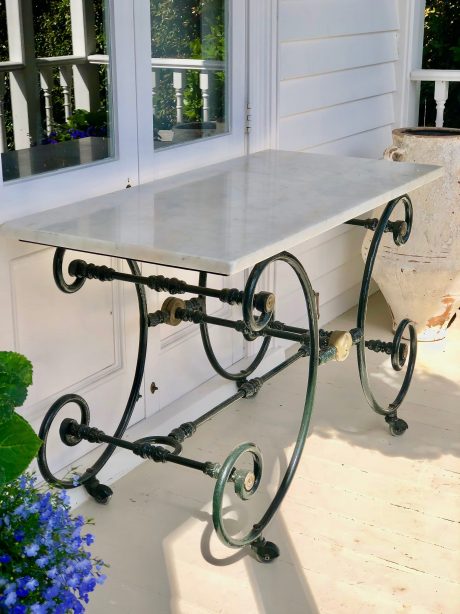 Butcher's table, wrought iron and marble