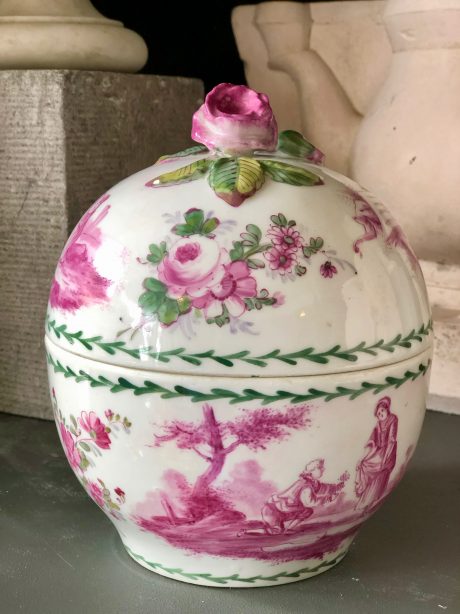 Charming lidded hand painted Porcelain Pot