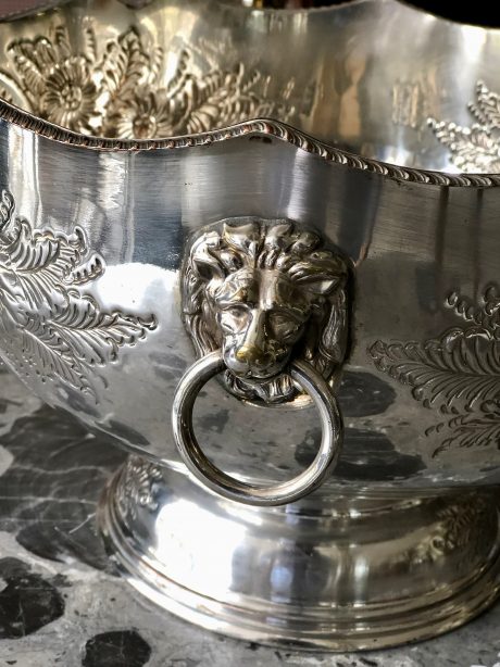 English Vintage silver plated Georgian style footed punch bowl