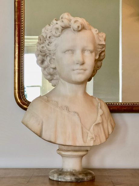 Antique Italian alabaster bust by A.Pizzi