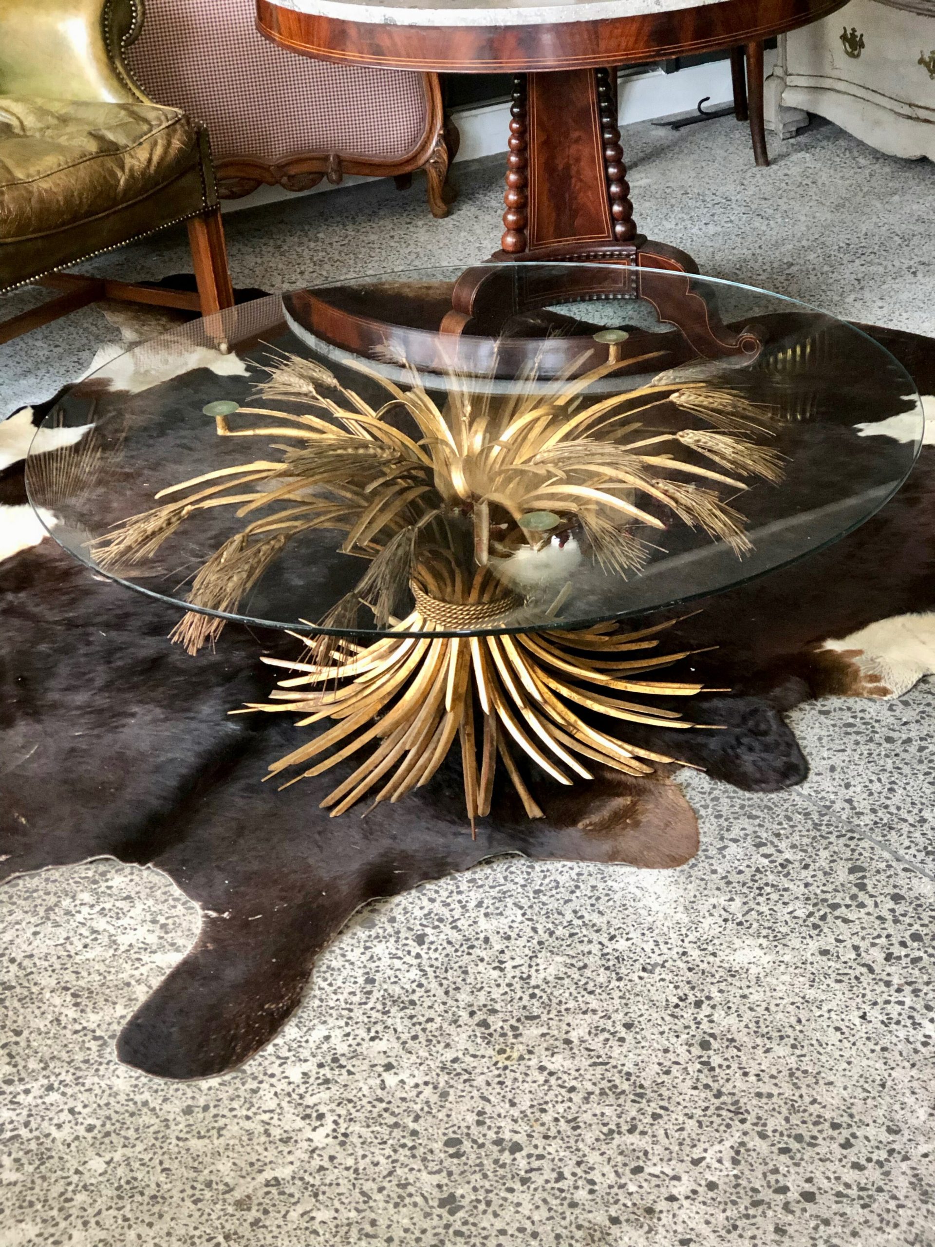 Coco Chanel Style Sheaf of Wheat Gilt Metal Coffee Table at 1stDibs