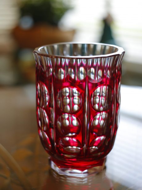 Val St Lambert Cranberry Art Deco Crystal Vase