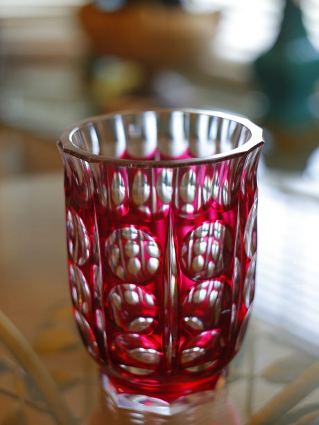 Val St Lambert Cranberry Art Deco Crystal Vase