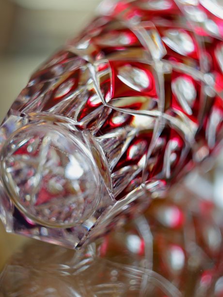 VSL signed cranberry crystal vase