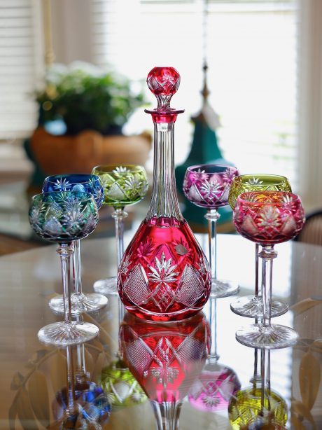 VSL Crystal Carafe and 6 glasses