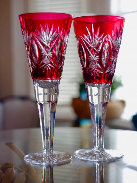 Impressive pair of VSL crystal wedding vases