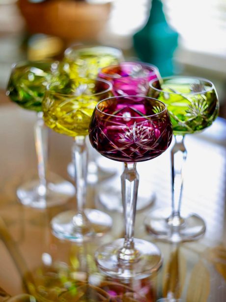 Set of six VSL crystal wine glasses