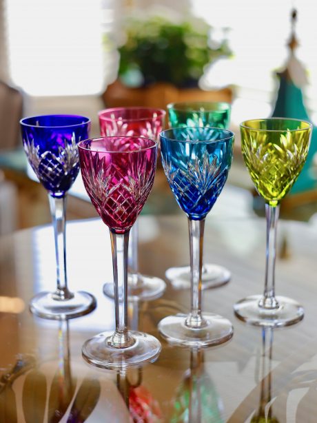 Set of six St Louis Chantilly crystal wine glasses