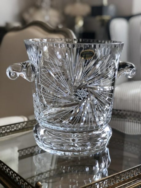 Mid century etched Crystal Wine Bucket