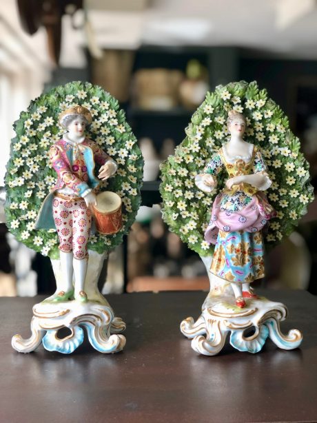 Pair of Chelsea style porcelain Figurines