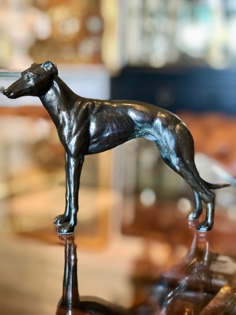 Charming Mid-Century cast bronze Greyhound/Whippet 