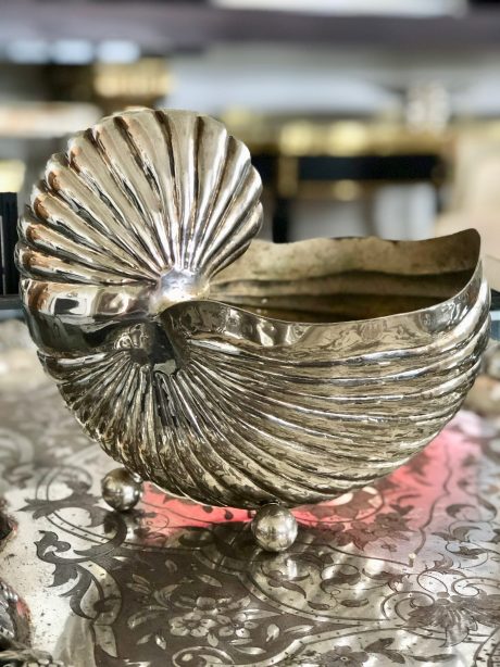 Vintage silver plated Nautilus shell