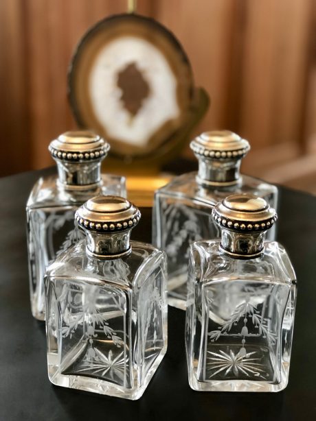 Set of French antique dressing table bottles