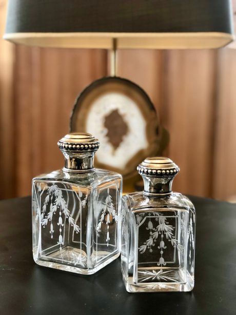 Set of French antique dressing table bottles