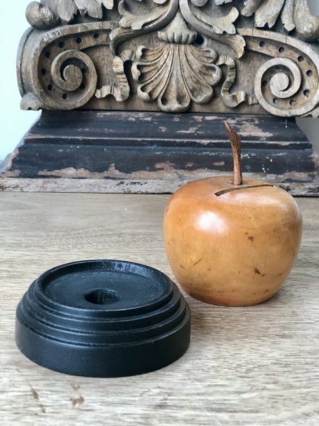 A French wooden treen apple shaped money box