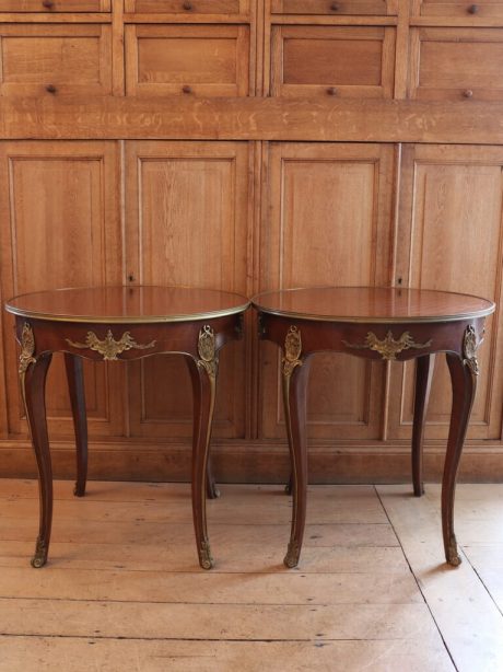Pair of antique French marquetry bedside tables