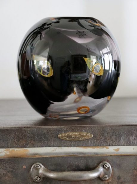 Rare Louis Leloup spherical crystal cosmos vase