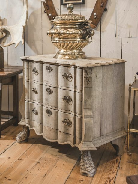 Dutch bleached oak arbalate commode, Holland, c.1840