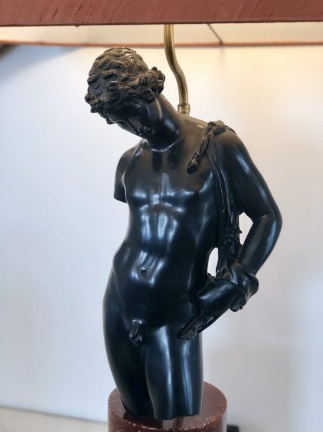 Mid-century classical antiquity male torso lamp
