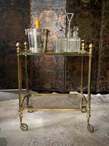 A mid-century Brass and glass Trolley c.1960