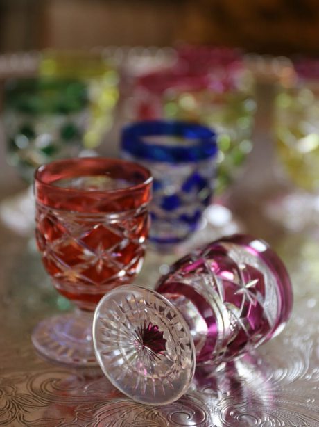 Set of 1920's Val St Lambert cut crystal liqueur glasses
