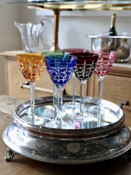 A set of six Bohemian coloured Crystal Glasses