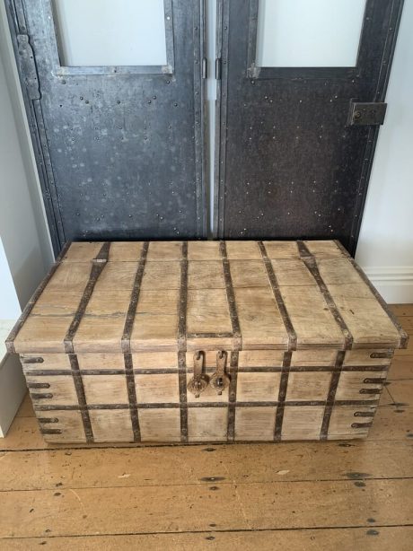 19th century teak and iron bound trunk from Rajasthan, c.1860