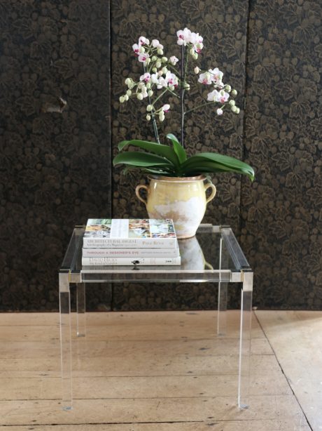 A Lucite chrome and brass side table c.1970