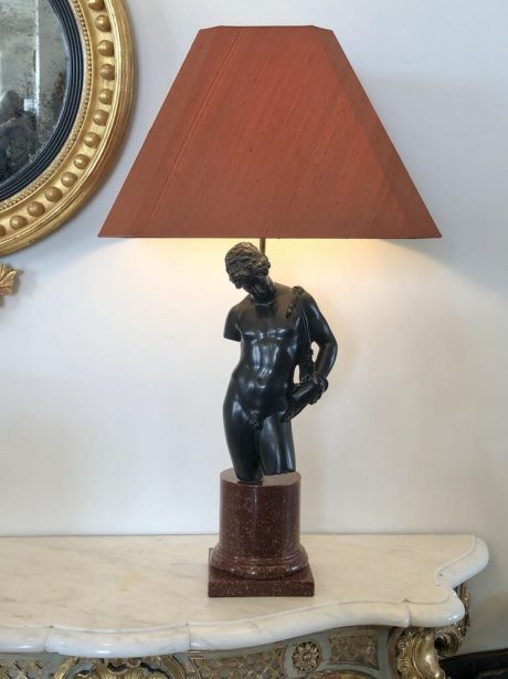 Mid-century classical antiquity male torso lamp