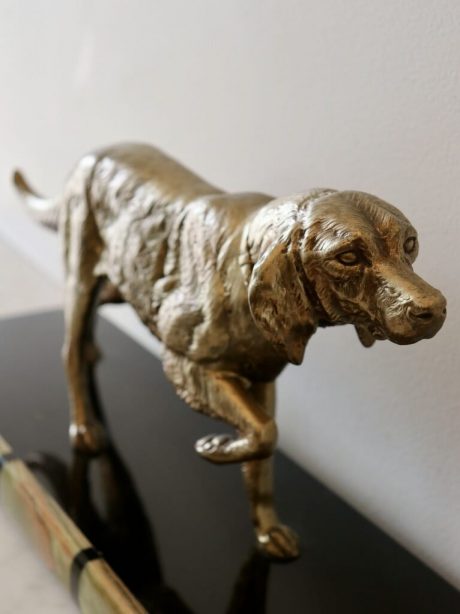Art Deco gilded metal hunting dog sculpture c.1930's