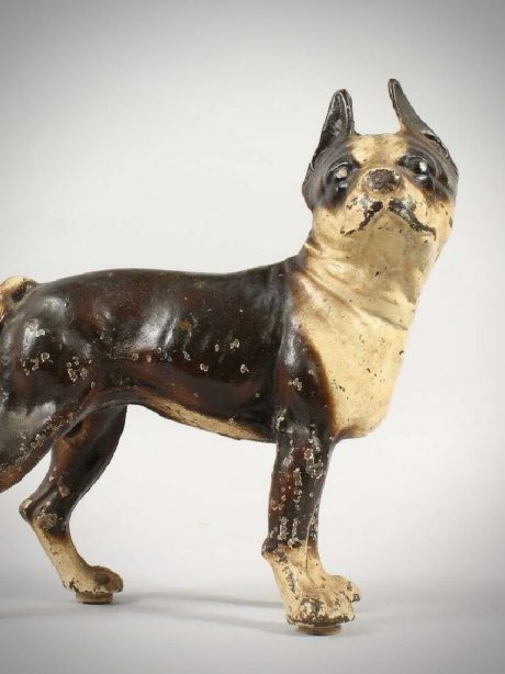 A 1930's painted cast iron Boston Terrier Doorstop