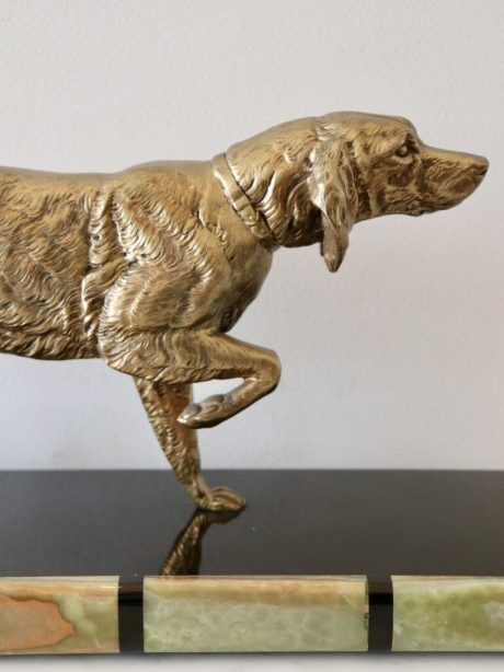 Art Deco gilded metal hunting dog sculpture c.1930's