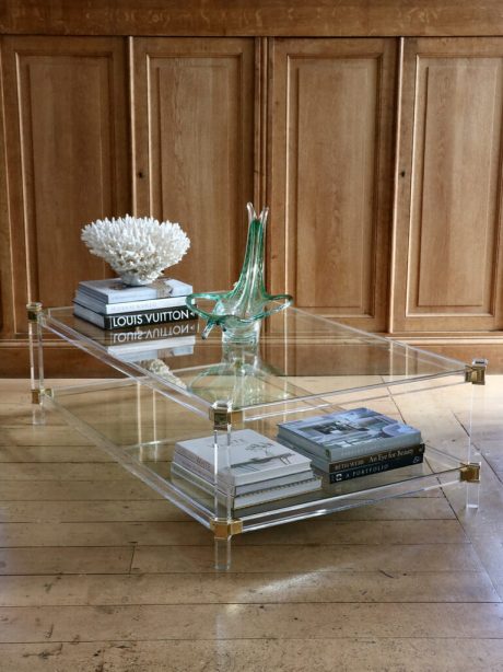 Mid-century lucite and brass coffee table c.1970's