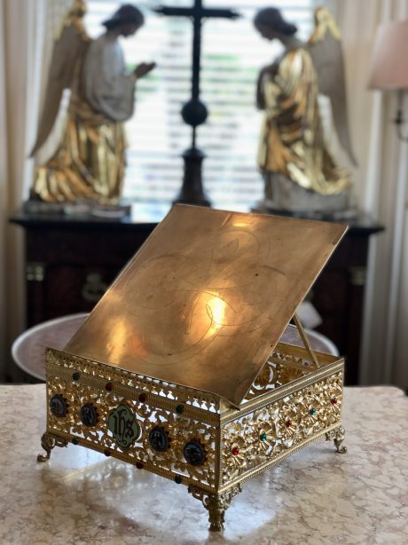 19th century gilt brass church bible stand