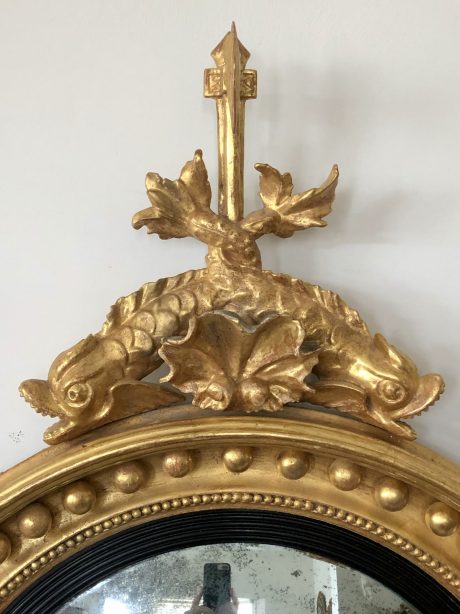 English Regency gilt wood convex mirror c.1820