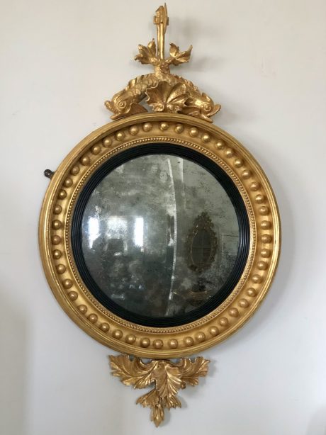 English Regency gilt wood convex mirror c.1820