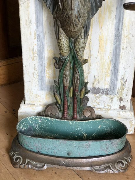 Rare 19th century English cast iron stork umbrella stand
