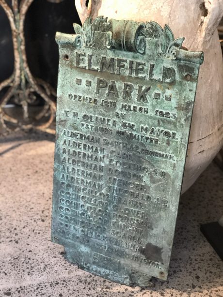 Antique Verdigris 'Elmfield park' copper sign