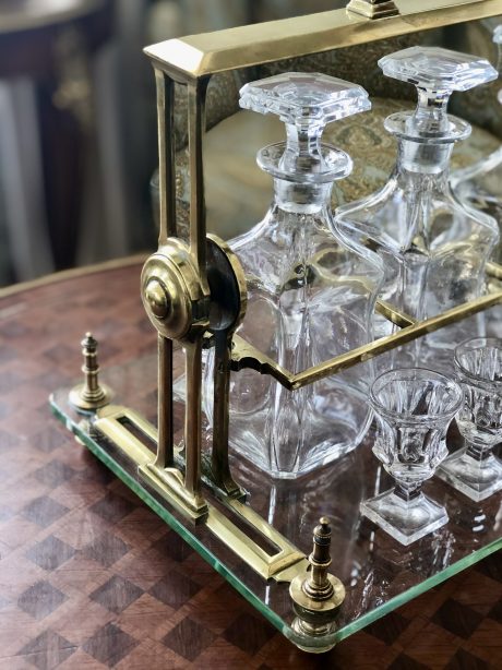 Bronze Liquor Tantalus with matching decanters and glasses c.1900