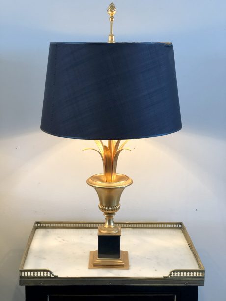 A pair of Hollywood Regency gilded brass palm lamps