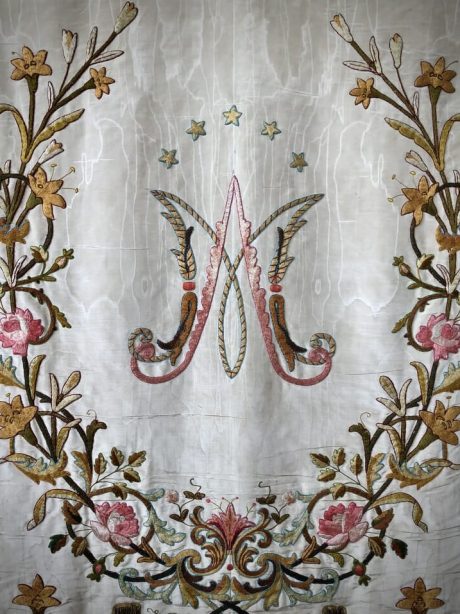 Antique French Moire silk processional church banner