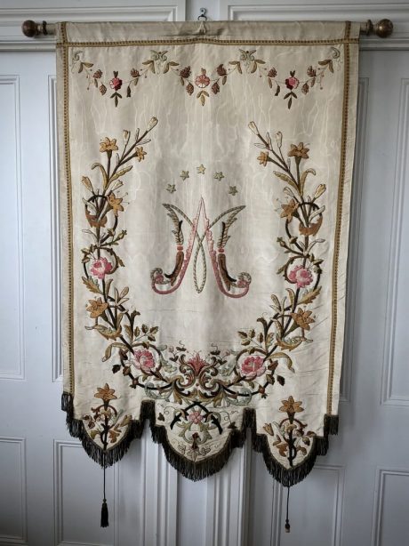 Antique French Moire silk processional church banner