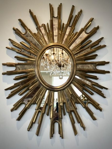 Mid century Belgian oval sunburst mirror