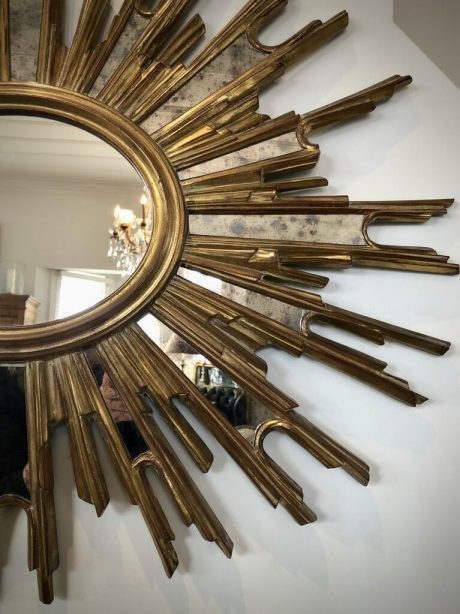 Mid century Belgian oval sunburst mirror