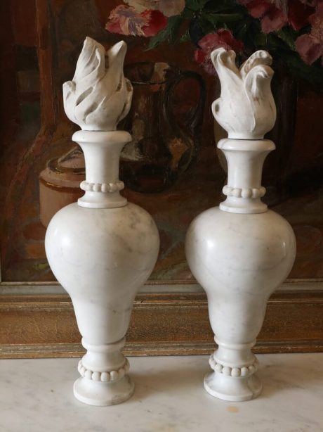 Pair of late 19th century decorative marble flambeau
