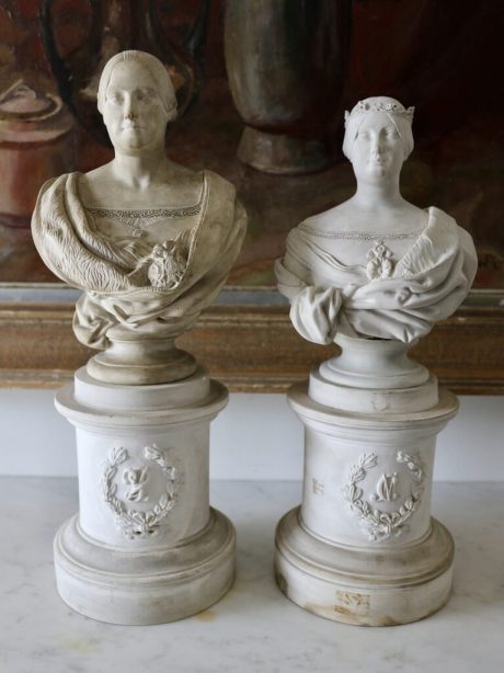 Antique terracotta busts of Belgian Royalty