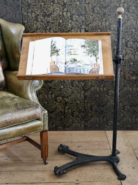 Antique English Adjustable reading stand and table with cast iron legs